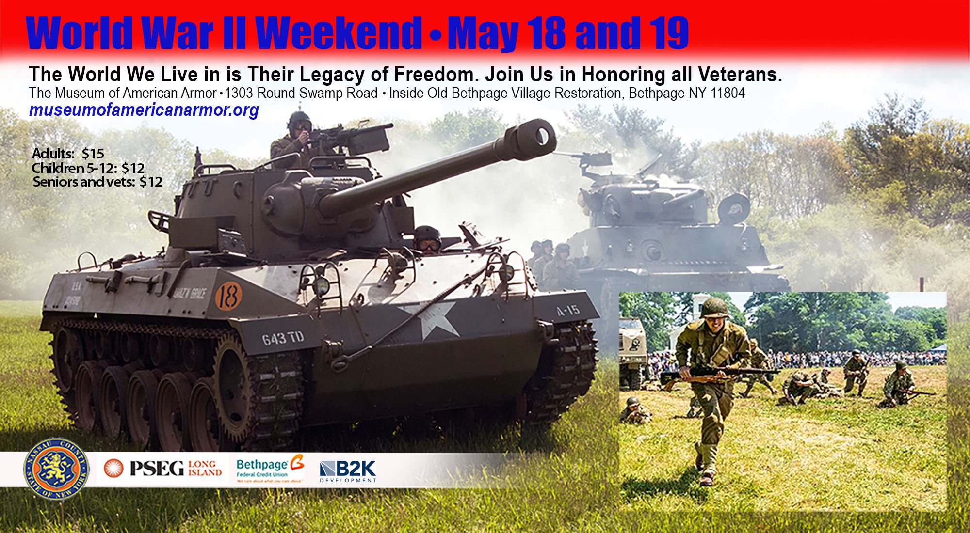 WW2 Armor Museum Weekend at The Museum of American Armor: 1303 Round Swamp Road, 5/18 and 5/19