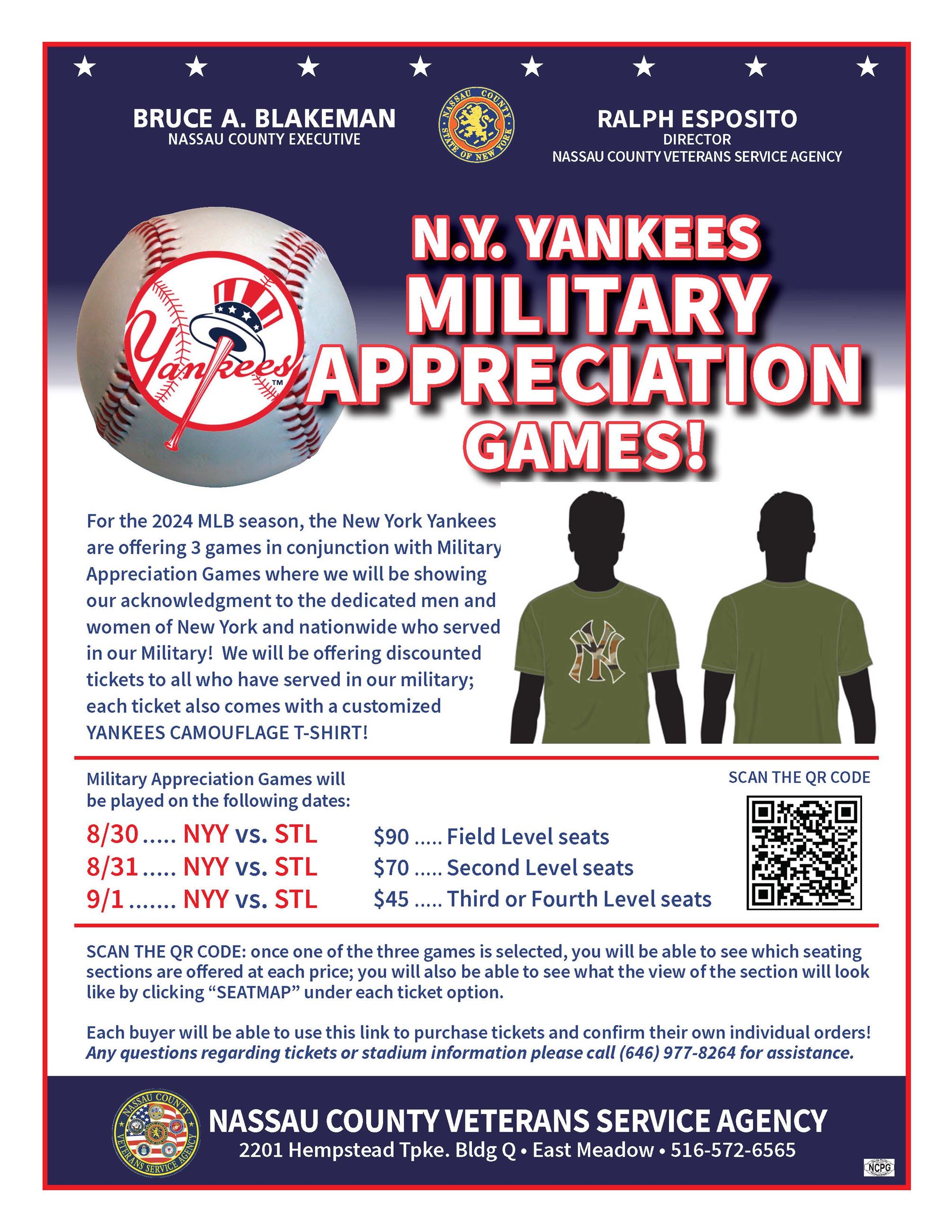 Veterans NY Yankees Military Game Flyer 2024