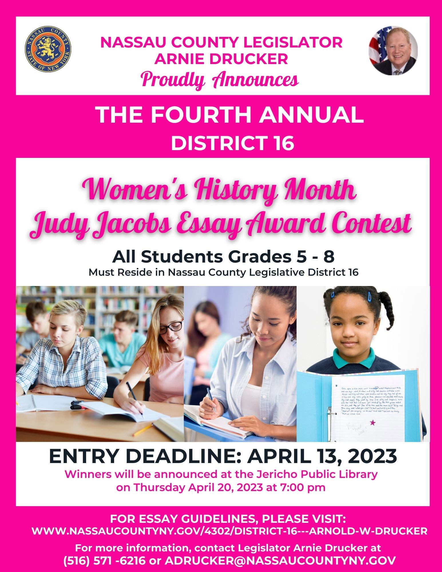 Womens History Month Judy Jacobs Essay Award Contest Flyer 2023