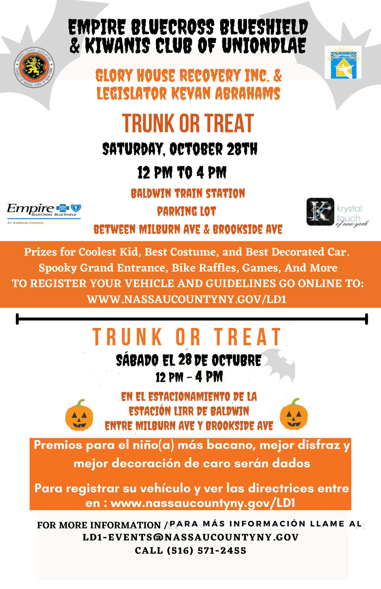Trunk or Treat 2023 english and spanish flyer