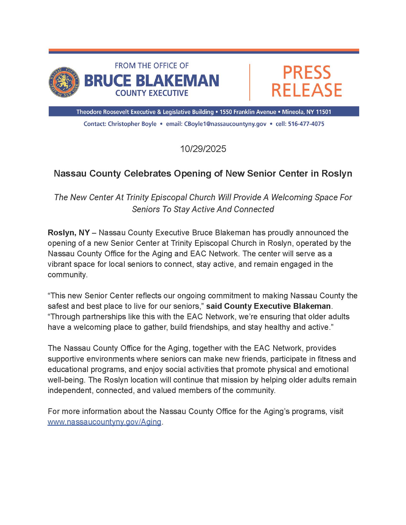 2025 Grand Opening Roslyn Senior Center - Press Release _Page_1