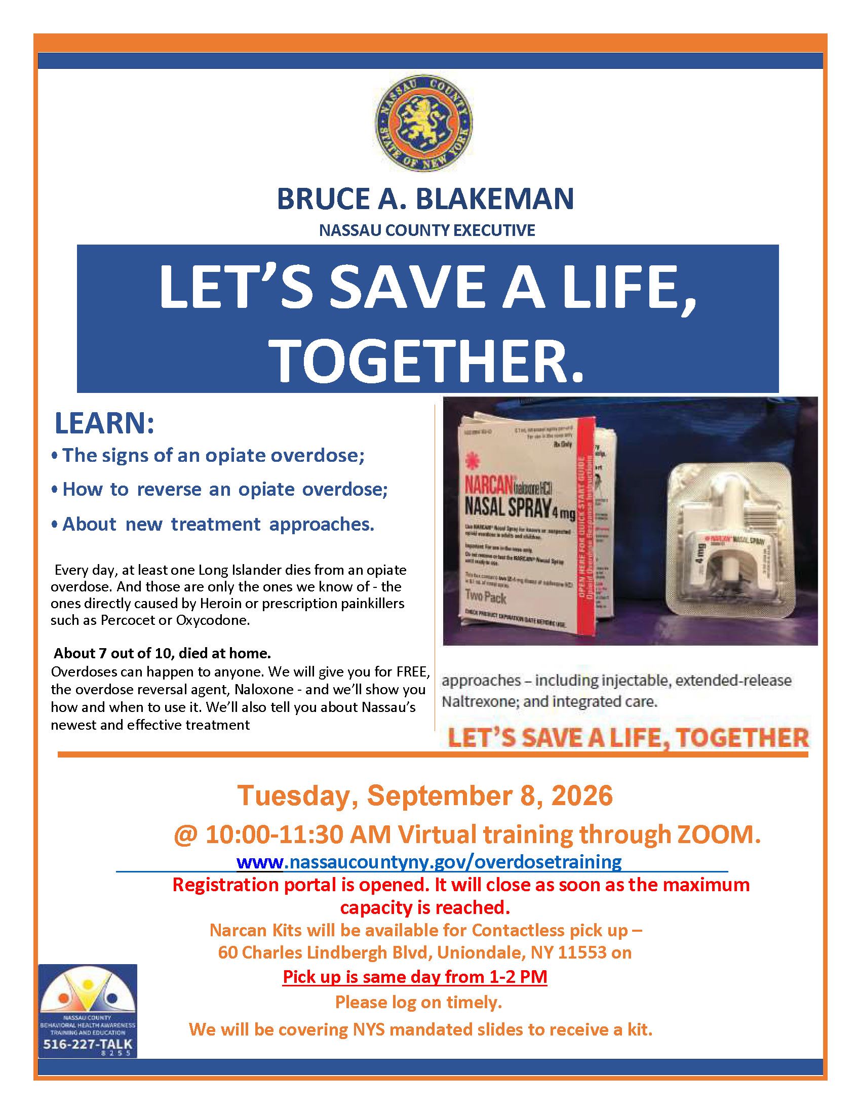 September 2026 Virtual Overdose Prevention Training Flyer