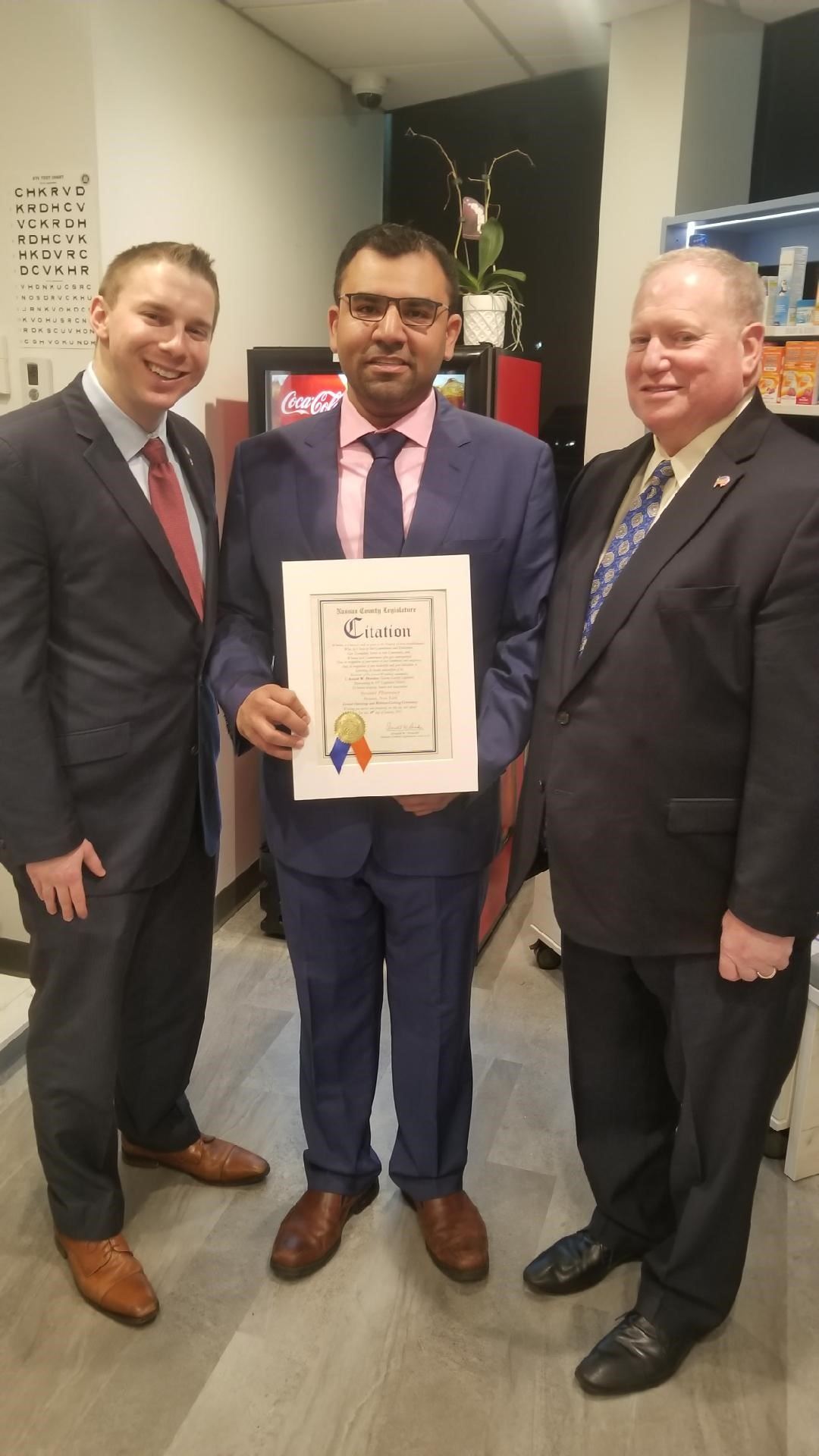 Legislators Drucker and Lafazan - Syosset Pharmacy
