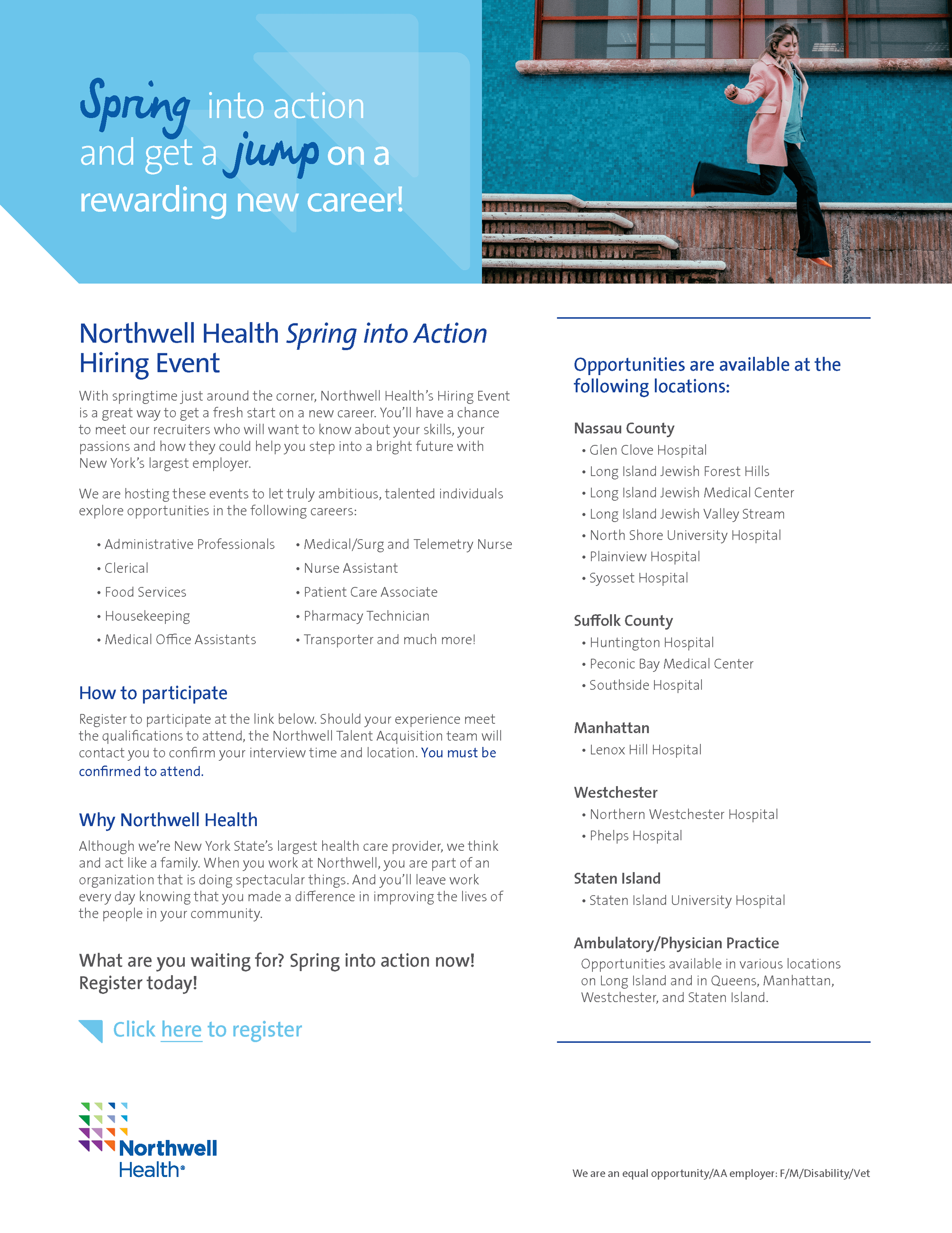 Spring into Action Hiring Event Flyer