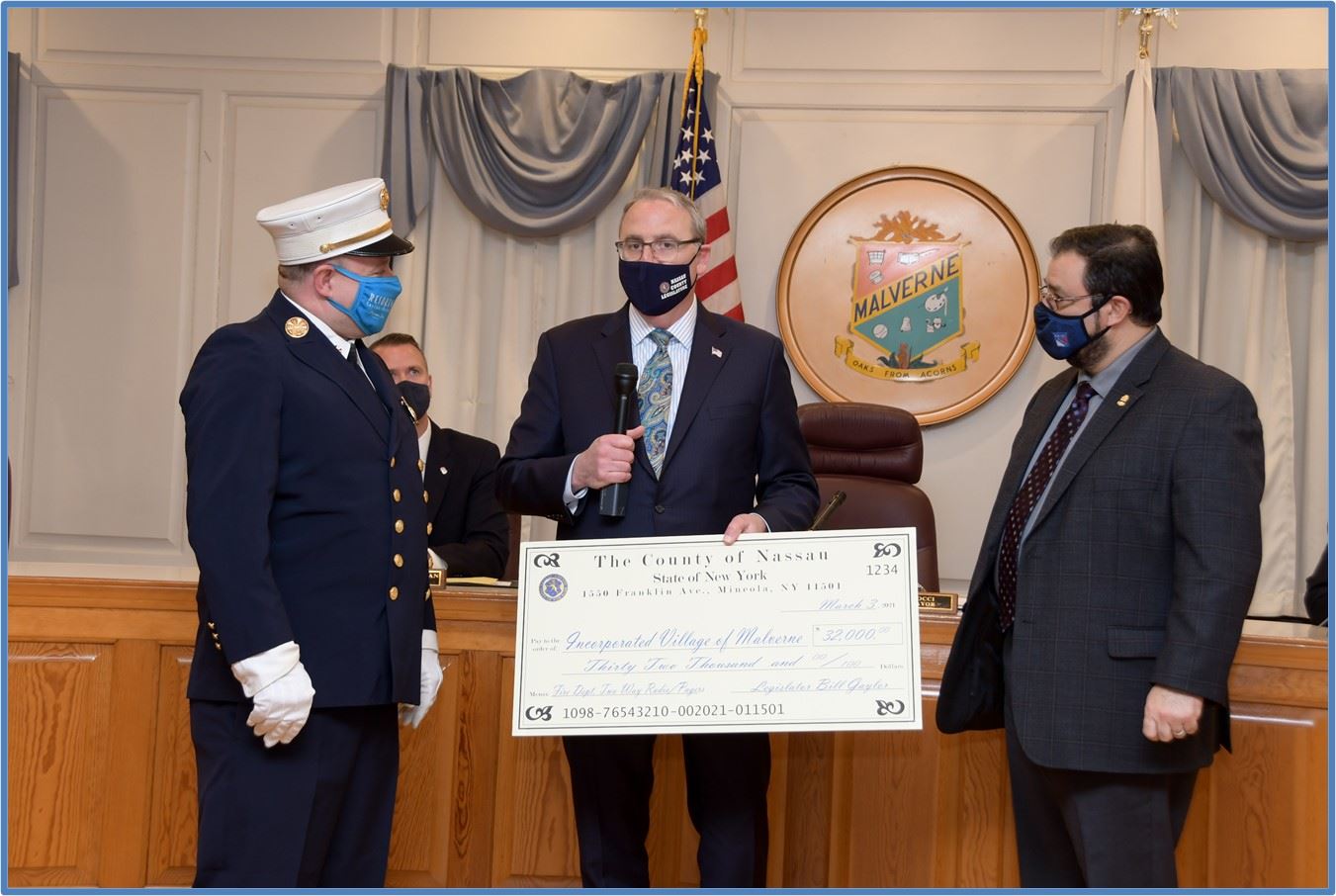 Nassau County Legislator Bill Gaylor recently presented a ceremonial check