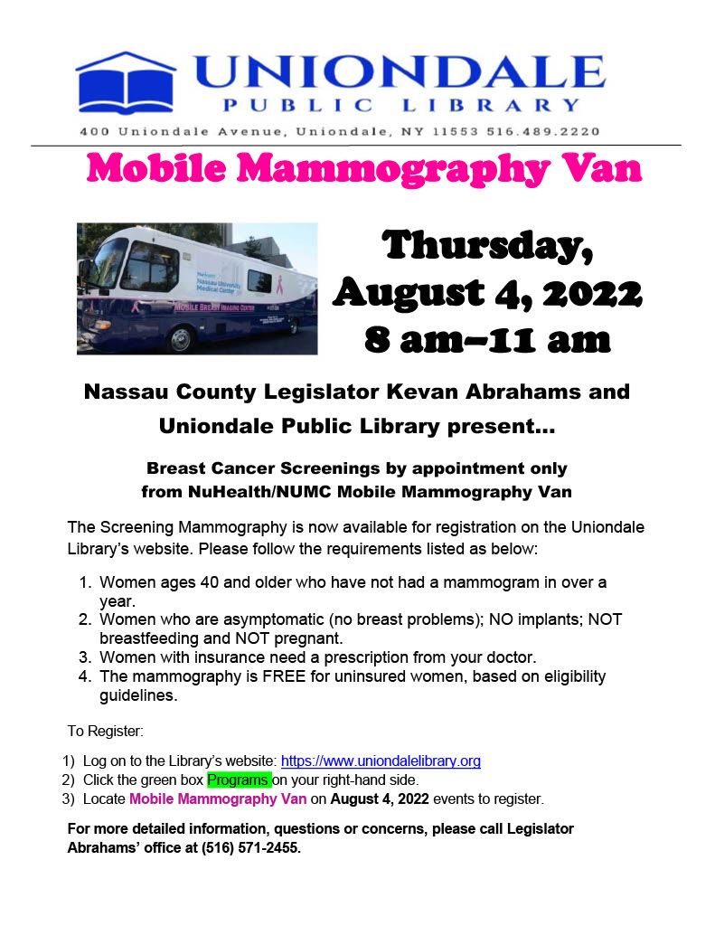 FLYER Mobile Mammography Uniondale Lib 1024_1