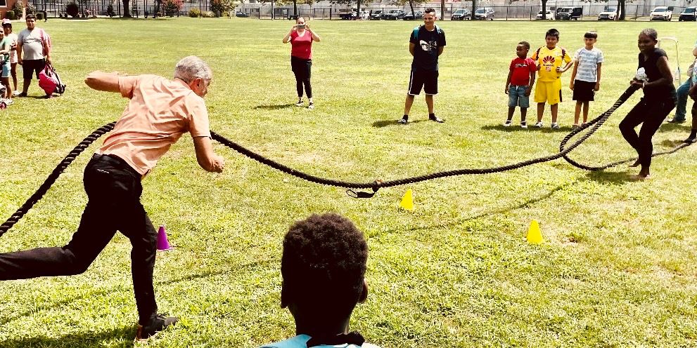 legislator Bynoe - Back to School 2023 Westbury - Tug of War w Troiano