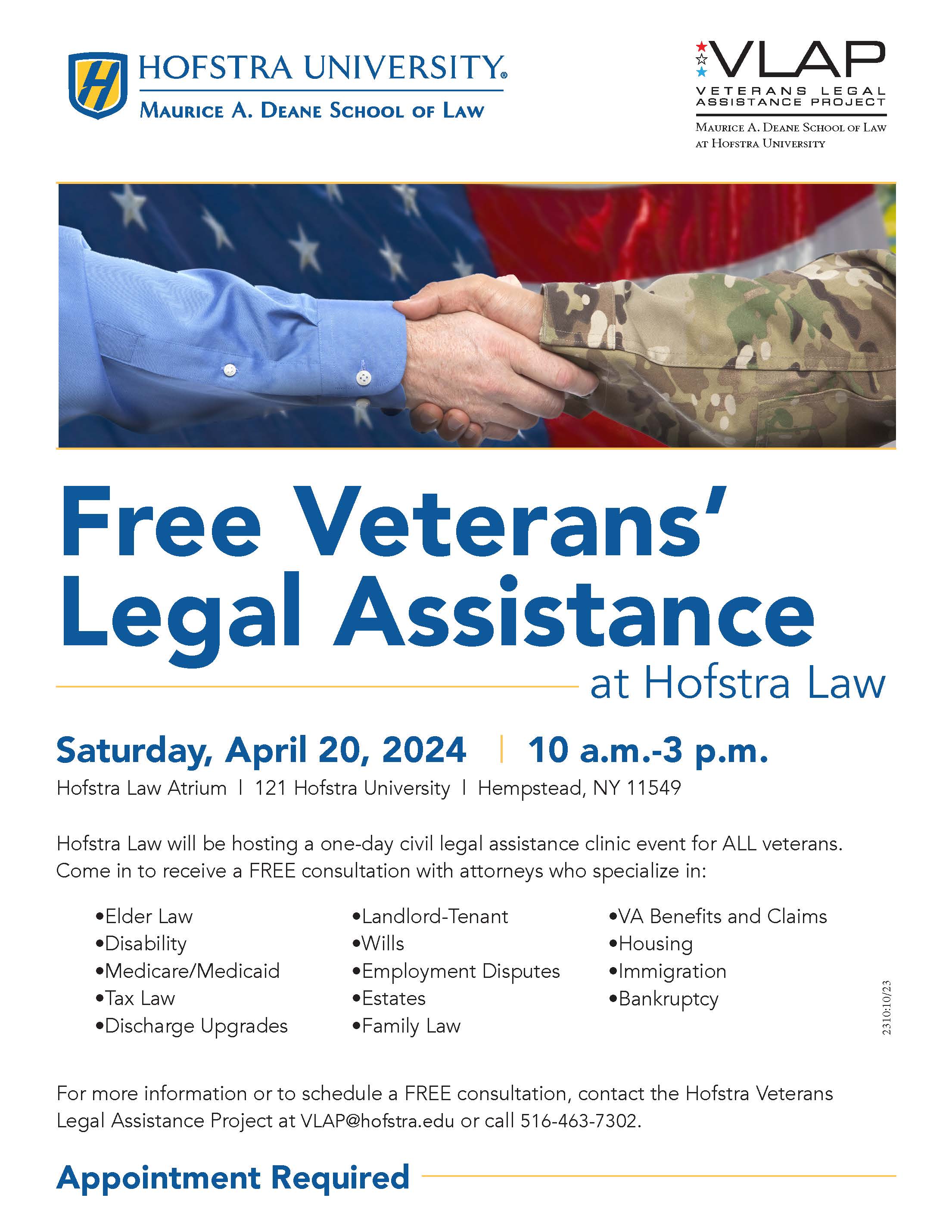 Veterans Legal Assistance Project 2024 Clinic Flyer