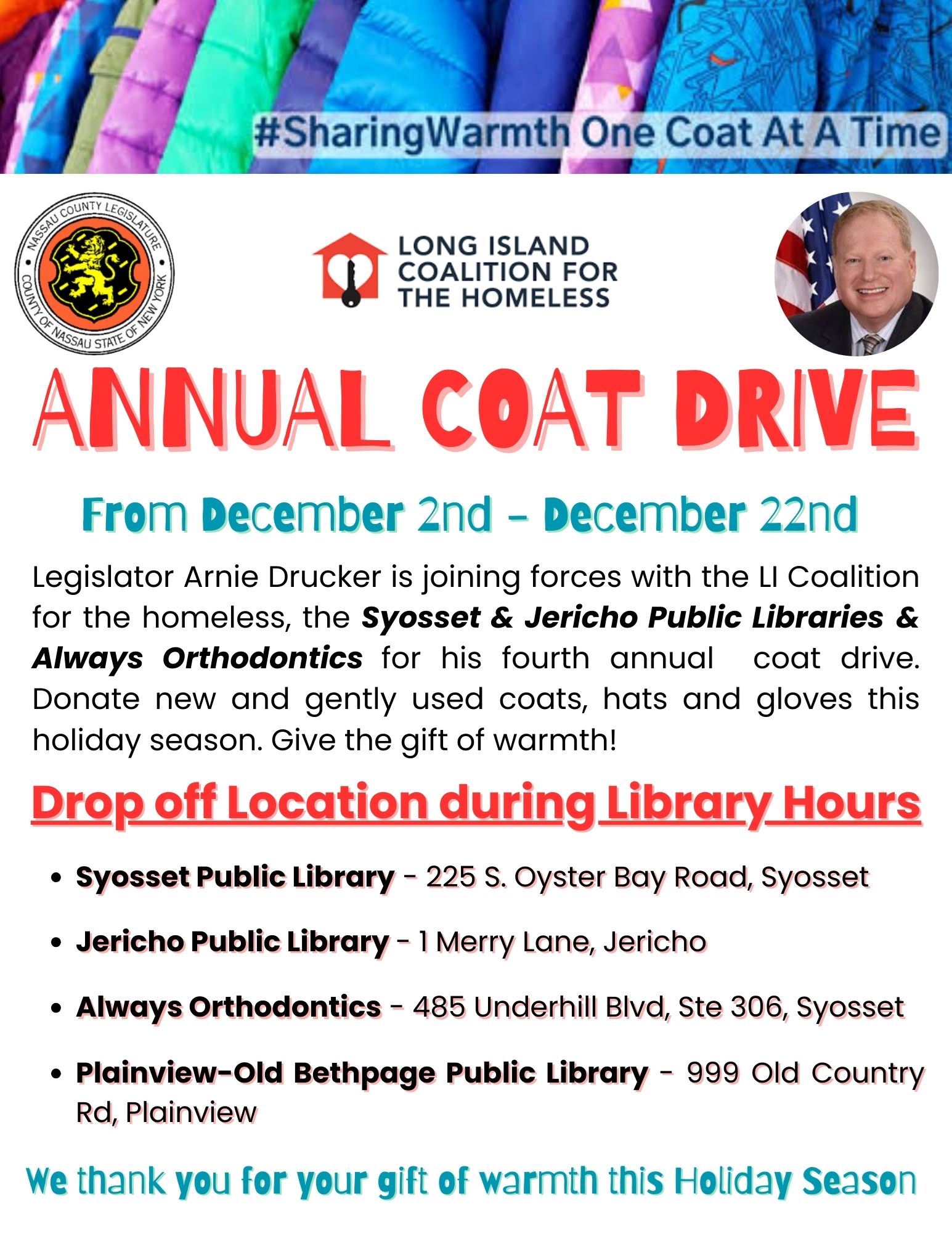Drucker - New Coat Drive Flier