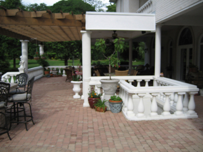 Brick patio with trellis
