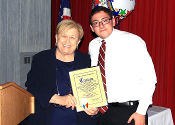 Legislator Judy Jacobs Presents the 2014 Legislative Award to Plainview-Old Bethpage John F. Kennedy High School
